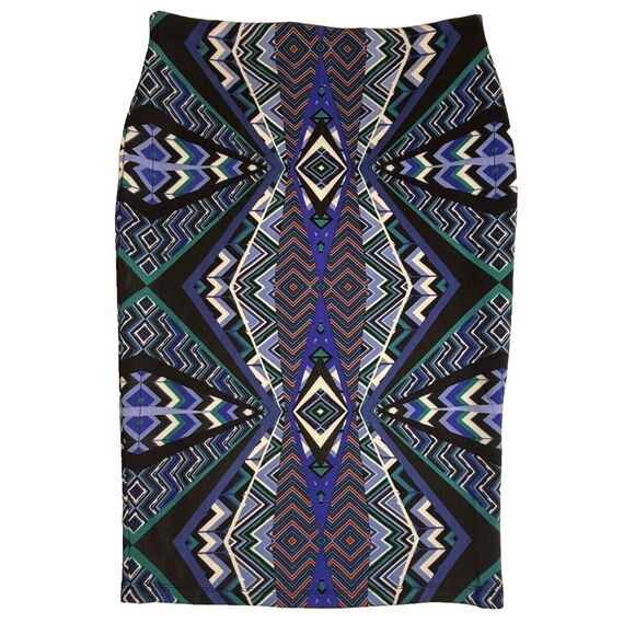 Bisou Bisou Skirt Women's Large Mixed Geo Pencil Midi Stretch Comfort-465 - Picture 6 of 8